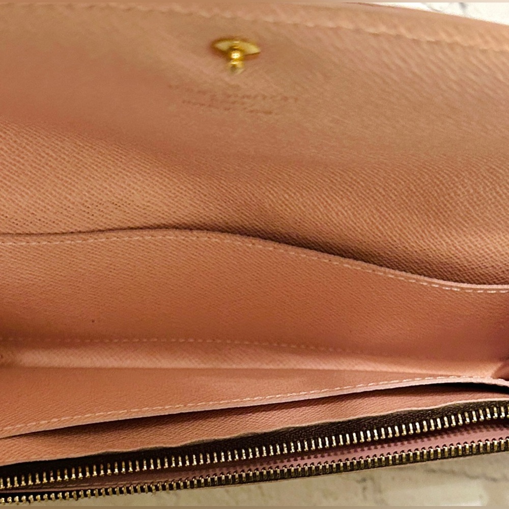 SOLD! ❌ Louis Vuitton Brown Damier Caissa Wallet With Pink Interior & Dust Bag - Picture 8 of 16